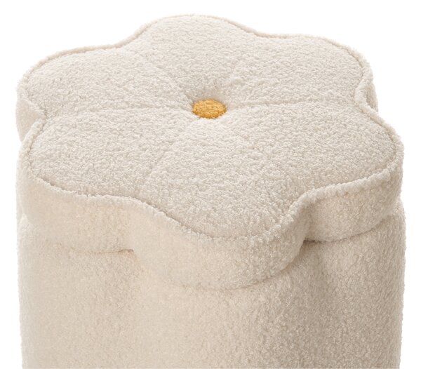 Taburetka krémová biela buklé čalúnenie taburet s úložným priestorom v tvare kvetu obývacia izba spálňa detská izba