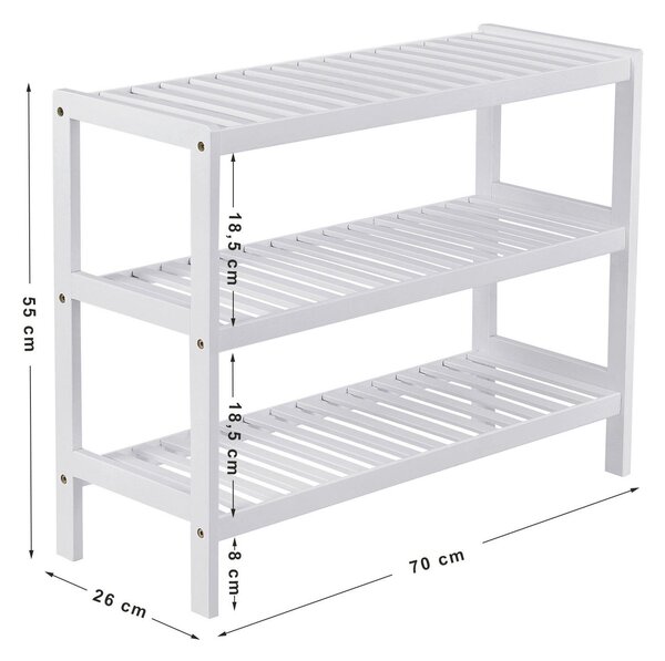 REGÁL NA TOPÁNKY, biela, bambus, 70/55/26 cm Boxxx - Online Only drobný nábytok, Online Only