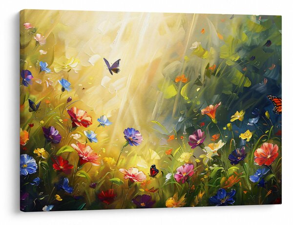 Obraz - Jarná kvetinová lúka, maľba (70x50 cm)
