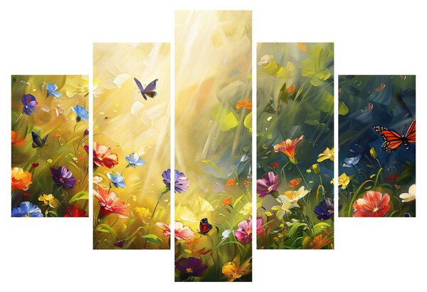 Obraz - Jarná kvetinová lúka, maľba (150x105 cm)