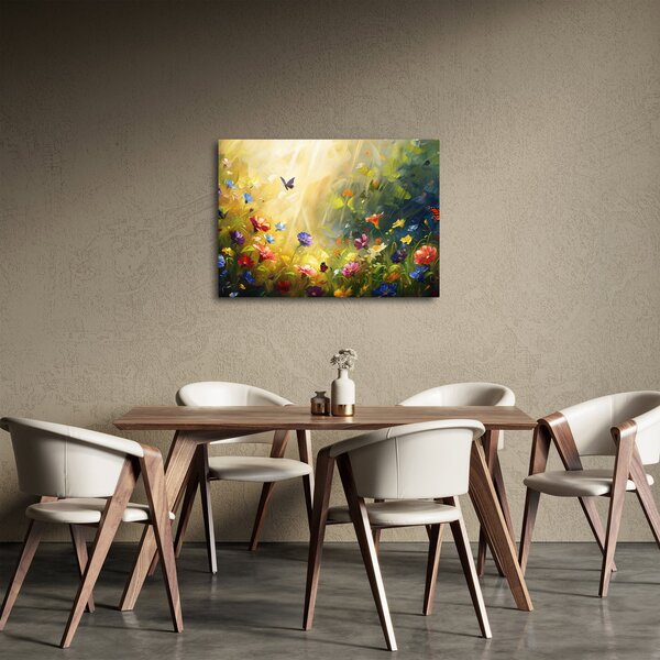 Obraz - Jarná kvetinová lúka, maľba (70x50 cm)