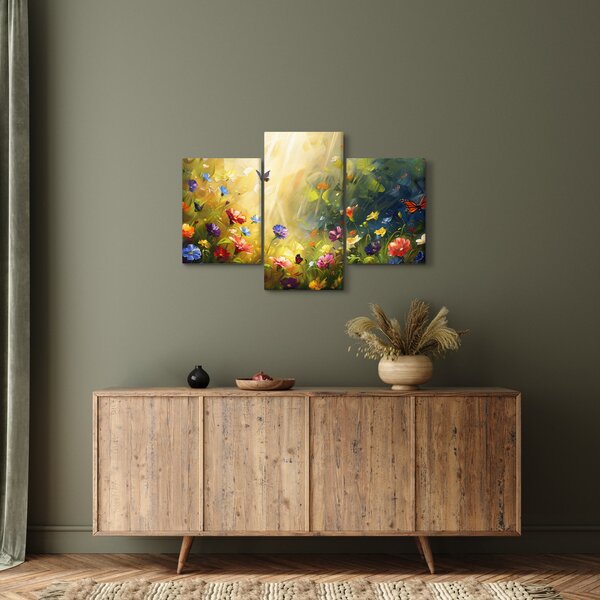 Obraz - Jarná kvetinová lúka, maľba (90x60 cm)