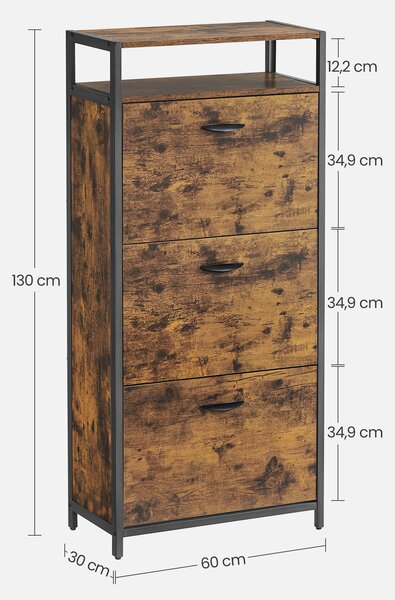VÝKLOPNÁ SKRINKA NA TOPÁNKY, hnedá, čierna, 60/130/30 cm Boxxx - Online Only drobný nábytok, Online Only