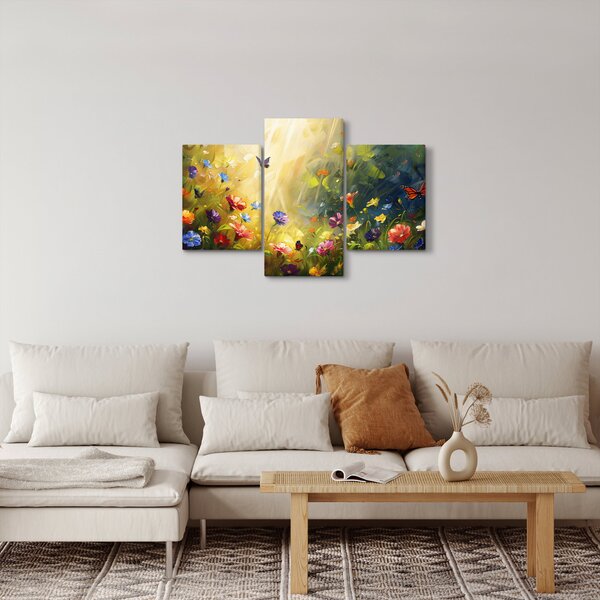 Obraz - Jarná kvetinová lúka, maľba (90x60 cm)