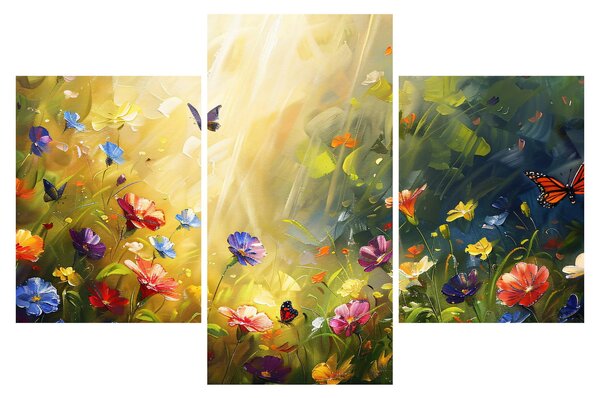 Obraz - Jarná kvetinová lúka, maľba (90x60 cm)