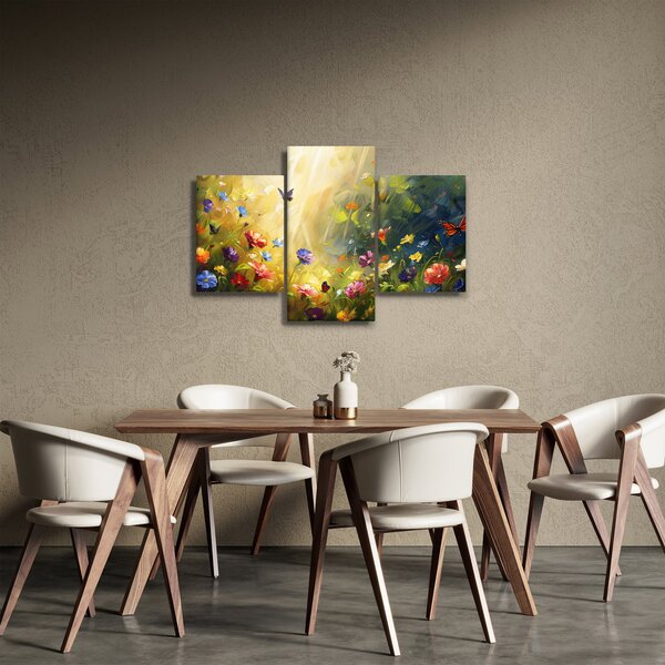 Obraz - Jarná kvetinová lúka, maľba (90x60 cm)