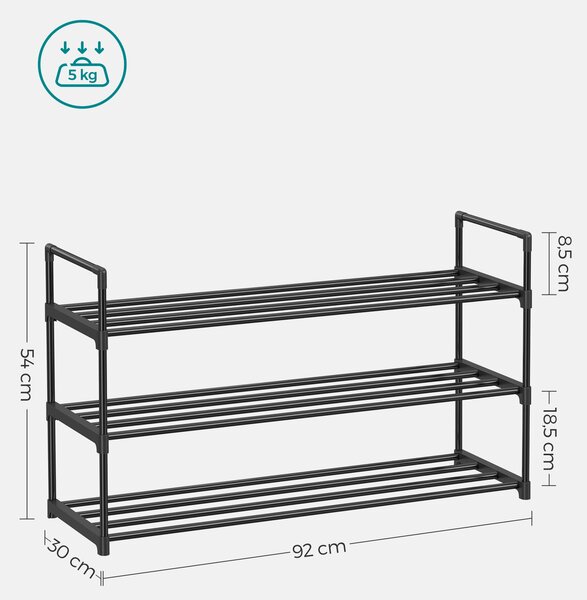 REGÁL NA TOPÁNKY, čierna, 92/54/30 cm Boxxx - Online Only drobný nábytok, Online Only