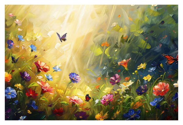 Obraz - Jarná kvetinová lúka, maľba (90x60 cm)