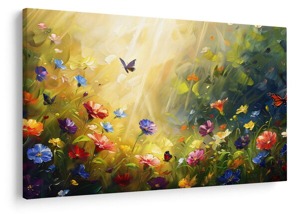 Obraz - Jarná kvetinová lúka, maľba (90x60 cm)