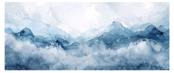 Obraz - Mraky a vlny, akvarel (120x50 cm)