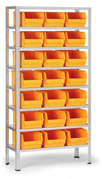 Regál s plastovými boxmi BASIC, 1730 x 850 x 300 mm, 21x box C