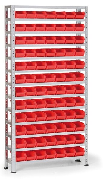 Regál s plastovými boxmi BASIC, 1730 x 850 x 300 mm, 84x box A