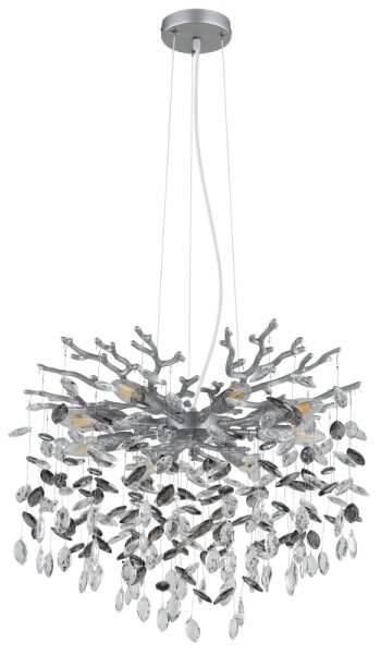 Globo 64138H1S - Luster na lanku QUEENA 8xE14/40W/230V, strieborný