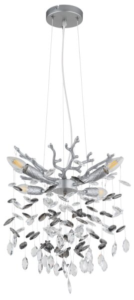 Globo 64138HS - Závesný luster QUEENA na lankách 4xE14/40W/230V strieborný