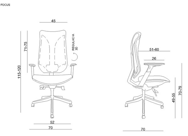 Ergonomická kancelárska stolička FOCUS čierna