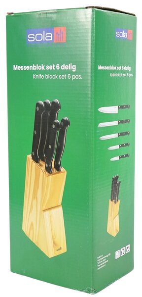 Súprava nožov SOLA KNIFE v drevenom bloku, 6 ks
