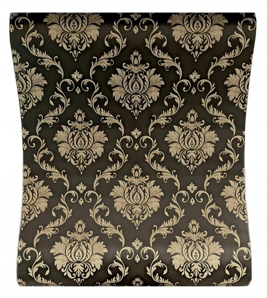 Samolepiace tapety 45 cm x 10 m IMPOL TRADE 9433, zámocký vzor zlatý na čiernom podklade, Samolepiace tapety