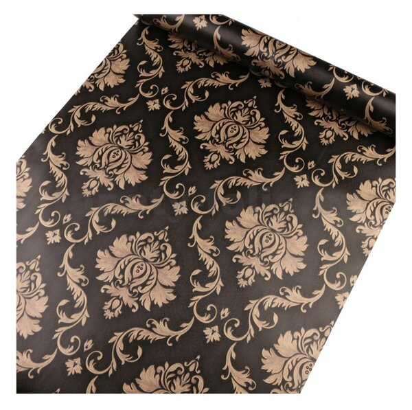 Samolepiace tapety 45 cm x 10 m IMPOL TRADE 9433, zámocký vzor zlatý na čiernom podklade, Samolepiace tapety