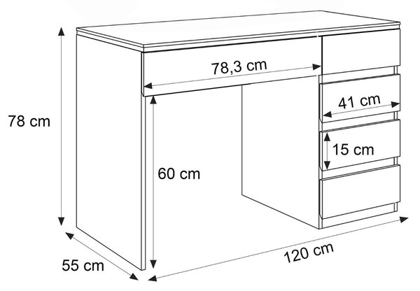 PISACÍ STÔL NESSIE BIELY LESK + ZLATÝ 120 cm