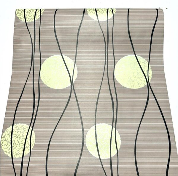 Samolepiace tapety 45 cm x 10 m IMPOL TRADE 9159, geometrický vzor na hnedom podklade, Samolepiace tapety