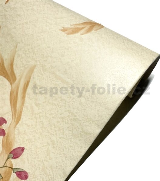 Samolepiace tapety 45 cm x 10 m IMPOL TRADE 9130, kvety s ornamentami na béžovej omietke, Samolepiace tapety