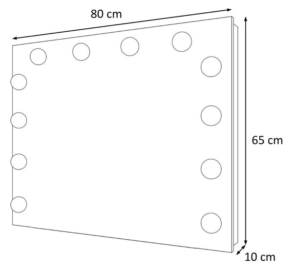 KOZMETICKÉ ZRKADLO VALENTINA ELITE BIELE 80 x 65 cm