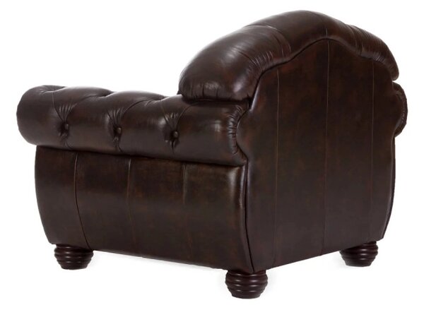 Křeslo Chesterfield Hereford z pravé kůže hnědé