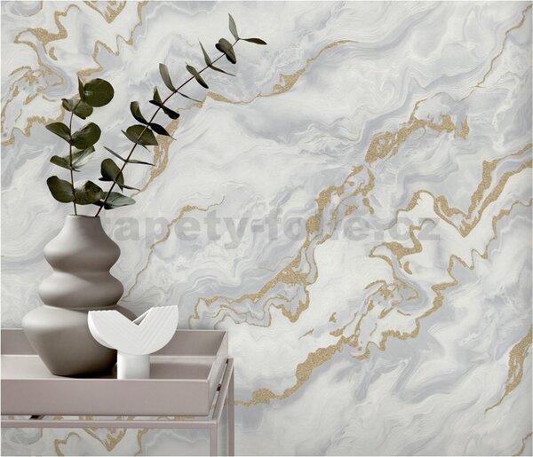 Vliesové tapety na stenu ELLE DECORATION 4 10447-31, rozmer 10,05 m x 0,53 m, mramor sivo-zlatý, Erismann