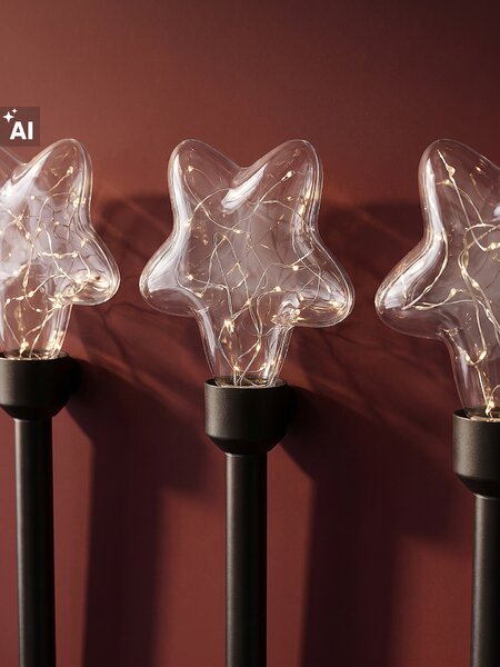 Sinsay - Súprava zapichovacích LED záhradných svetiel s motívom hviezdičky 3 pack - čierna