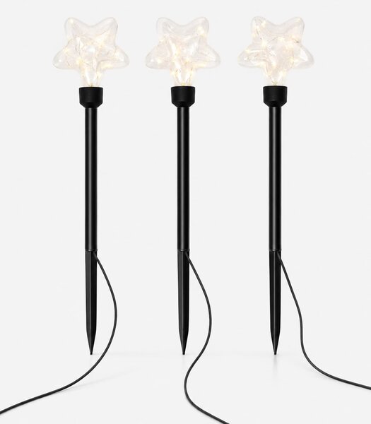 Sinsay - Súprava zapichovacích LED záhradných svetiel s motívom hviezdičky 3 pack - čierna