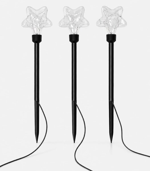 Sinsay - Súprava zapichovacích LED záhradných svetiel s motívom hviezdičky 3 pack - čierna