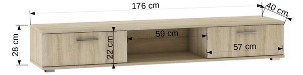 TV STOLÍK FRANKO ČIERNY MATNÝ 176 cm