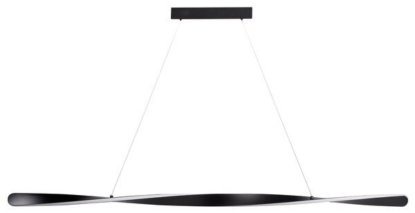 Závesná lampa čierna kov integrované LED svetlo zvlnené zatočené moderný štýl osvetlenie obývačka jedáleň