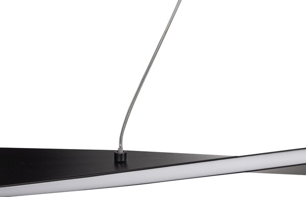 Závesná lampa čierna kov integrované LED svetlo zvlnené zatočené moderný štýl osvetlenie obývačka jedáleň