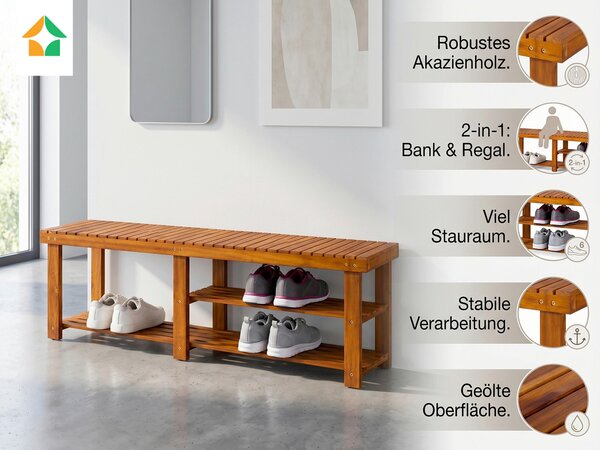 REGÁL NA TOPÁNKY, farba akácie, akácia, Prestige Home - Skrine, regály & police na topánky, Online Only