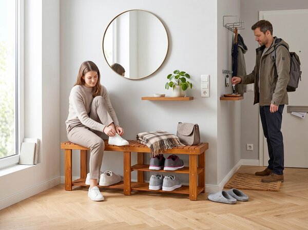 REGÁL NA TOPÁNKY, farba akácie, akácia, Prestige Home - Skrine, regály & police na topánky, Online Only