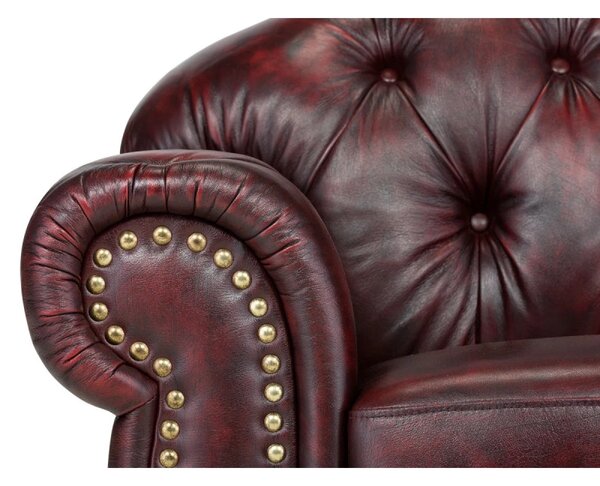 Křeslo Chesterfield Hereford z pravé kůže červené