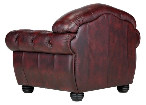 Křeslo Chesterfield Hereford z pravé kůže červené