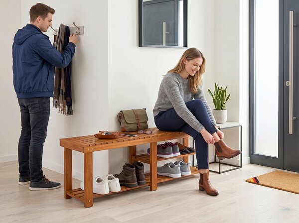 REGÁL NA TOPÁNKY, farba akácie, akácia, Prestige Home - Skrine, regály & police na topánky, Online Only