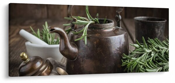 Obraz - Kanvička s rozmarínom (120x50 cm)