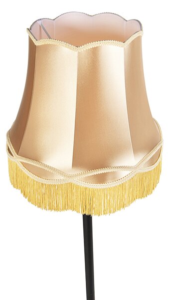 Stojaca lampa čierna s tienidlom Granny zlatá - Classico