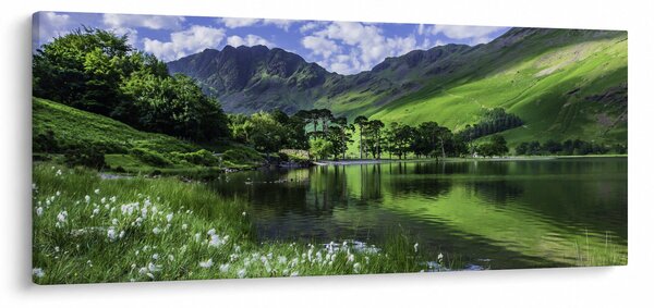 Obraz - Krajina s jazerom (120x50 cm)