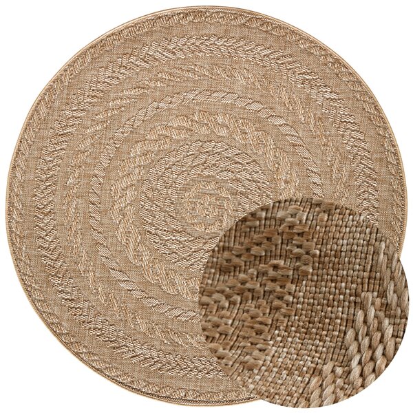 Hanse Home, Kusový koberec Forest 103998 Beige / Brown – na von aj na doma, 160x160 (priemer) kruh, béžová, chodba / predsieň