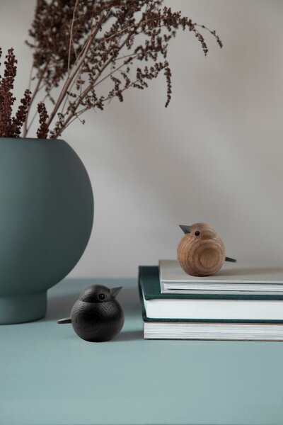 Drevený vtáčik Mini Sparrow Smoke Stained Oak