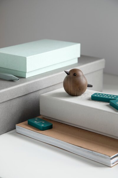 Drevený vtáčik Mini Sparrow Smoke Stained Oak