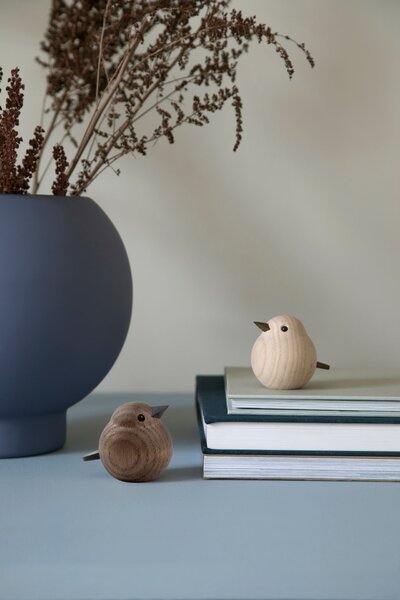 Drevený vtáčik Mini Sparrow Smoke Stained Oak
