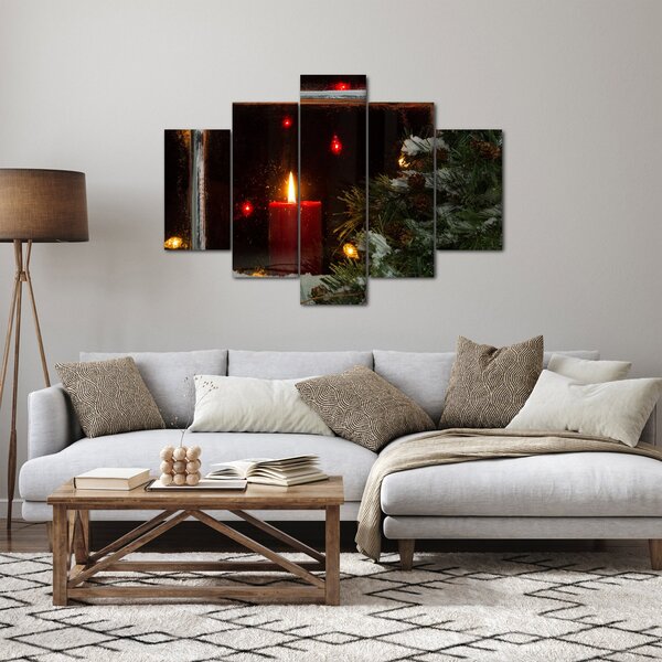 Obraz - Žiariaca vianočná sviečka (150x105 cm)