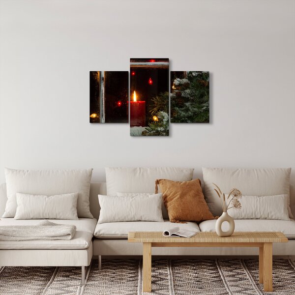 Obraz - Žiariaca vianočná sviečka (90x60 cm)