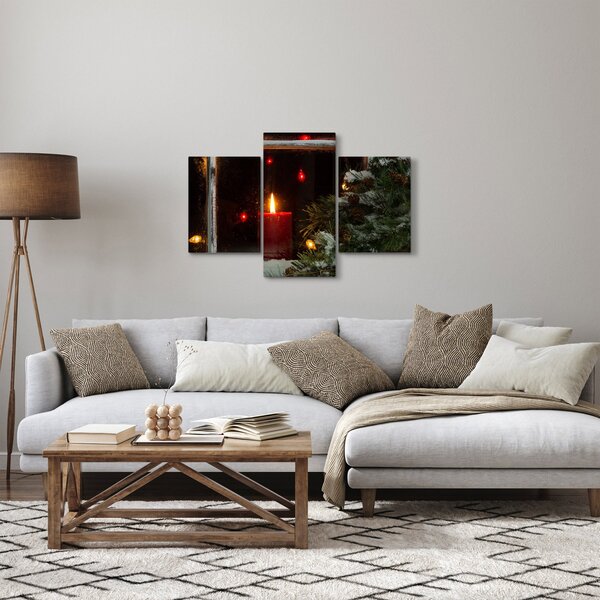 Obraz - Žiariaca vianočná sviečka (90x60 cm)