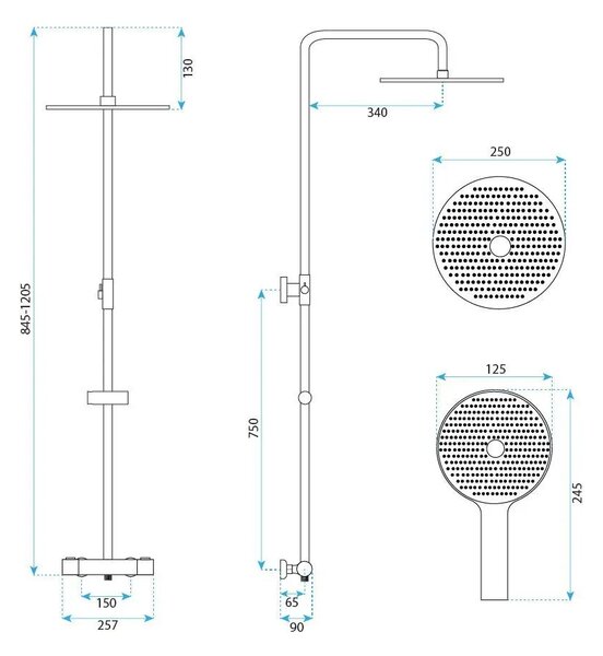 Sprchový komplet s termostatickou batériou REA LUNGO bez výtoku, čierna mat